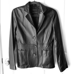 Banana Republic black leather blazer